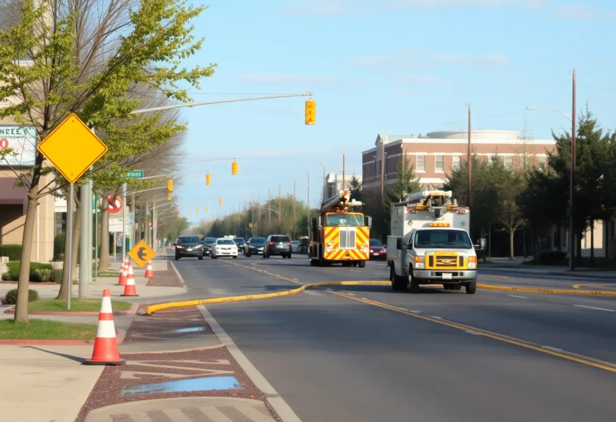 Utility crews working on the street in Novi after a water main break