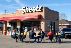 Exterior view of a new Sheetz store in New Baltimore, MI