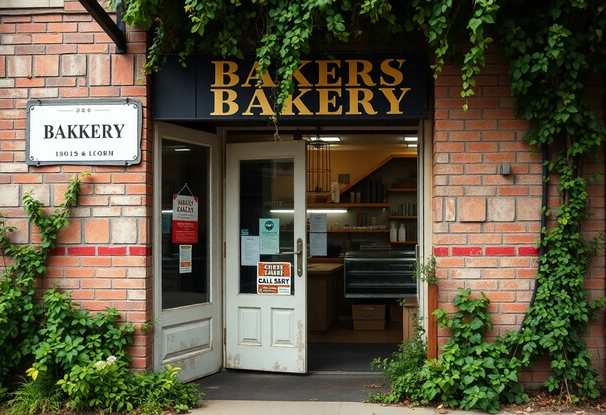 Closed West Fenkell Bakery storefront with renovation tools
