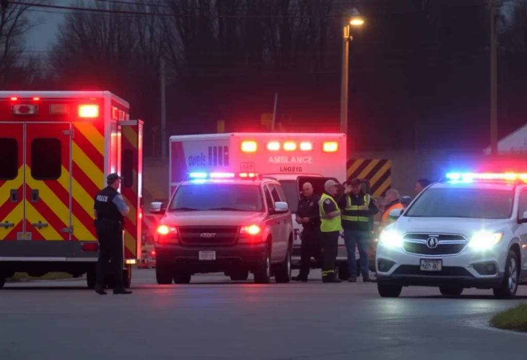 Scene of an ambulance theft with police presence in Novi