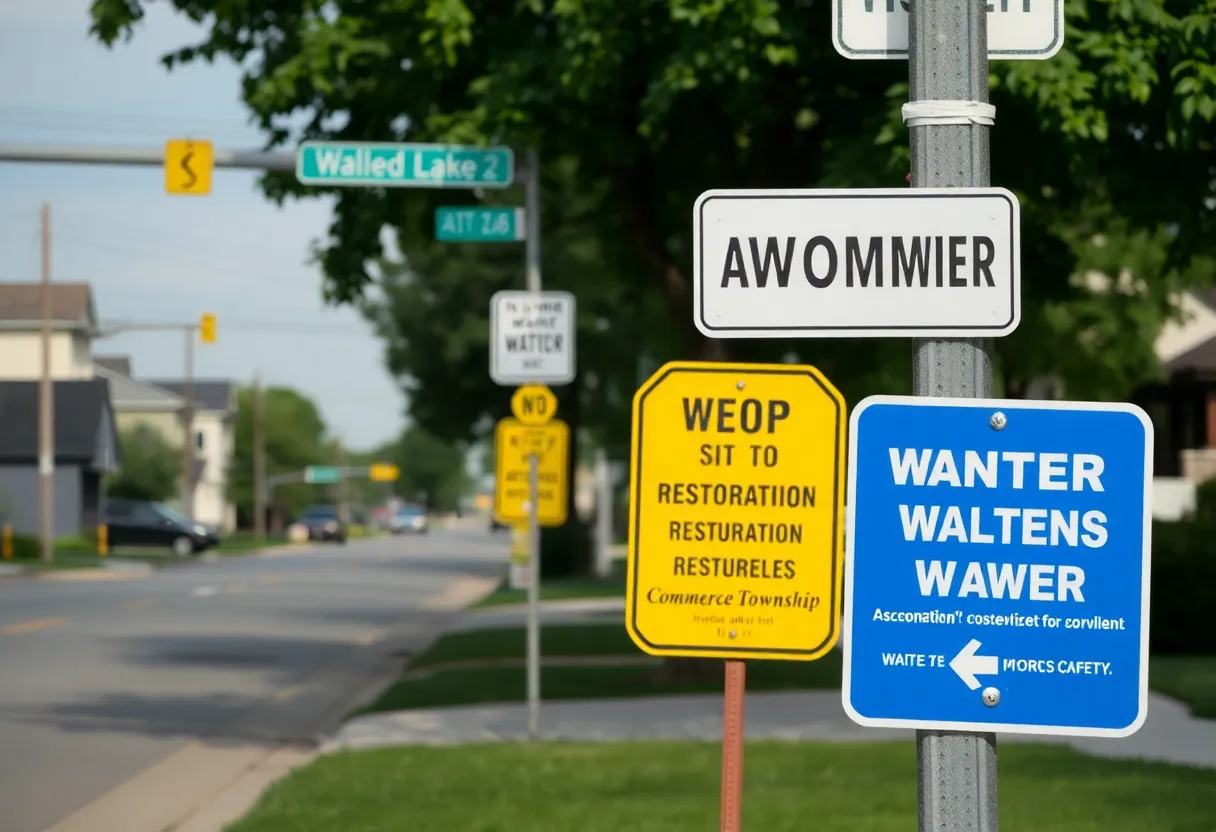 Boil water advisory lifted sign in Commerce Township