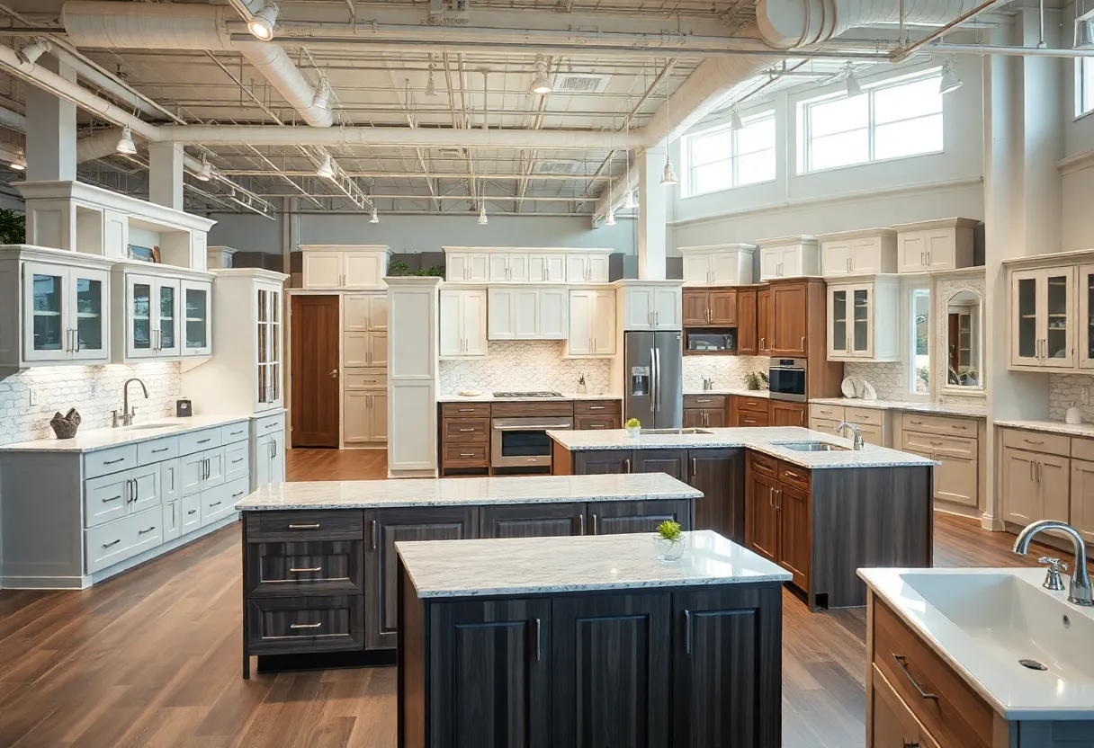 Interior view of Cabinets To Go kitchen showroom in Austin with cabinetry options.