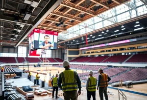 Interior view of the renovated Calihan Hall with updated amenities
