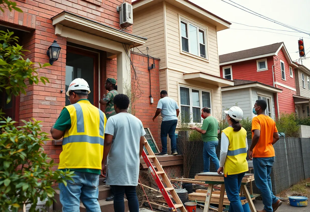 Homes in Detroit being renovated and remodeled, showing diversity in styles and community spirit.