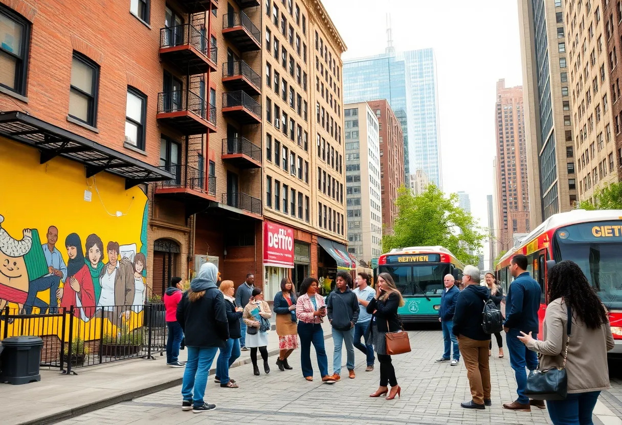 A view of renovated homes in the city of Detroit