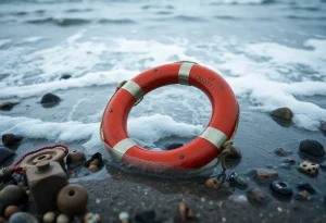 Life ring from the Edmund Fitzgerald shipwreck washed ashore.