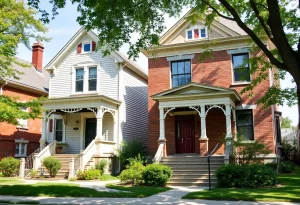 Historic homes in Detroit's Garland Street neighborhood post-renovation