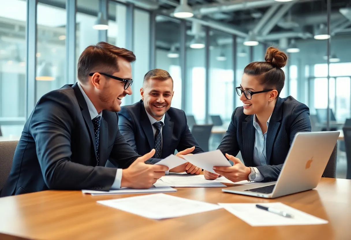 Business professionals discussing Gentherm's financial results