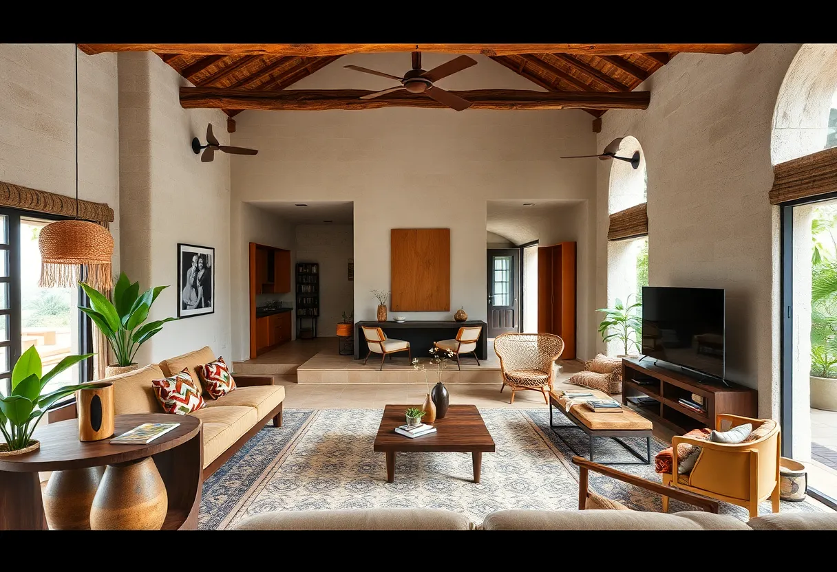 A beautifully designed living room showcasing elements from global hotel inspirations.