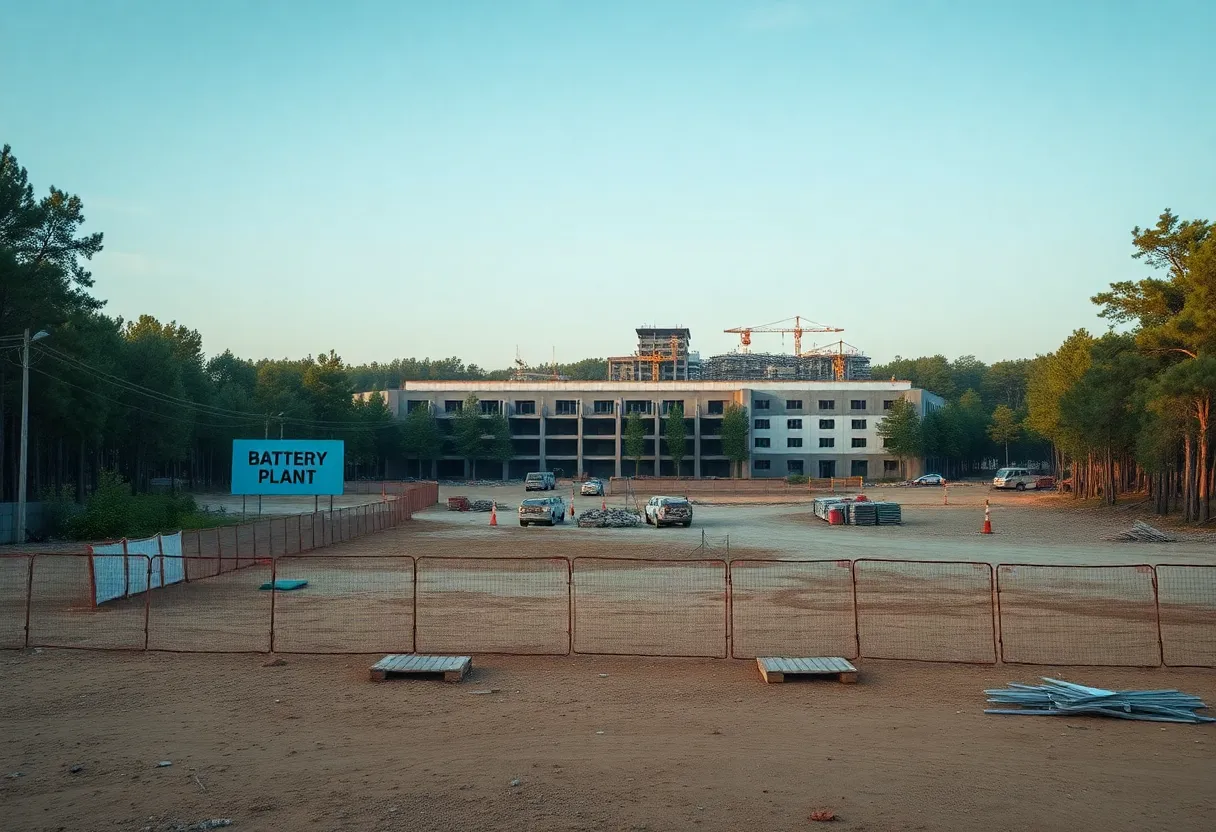 Construction site for the Gotion Inc battery plant project in Michigan.