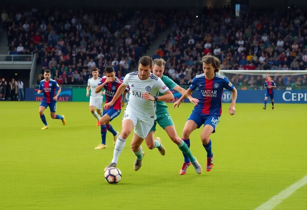 Iowa women's soccer team competing against Michigan State