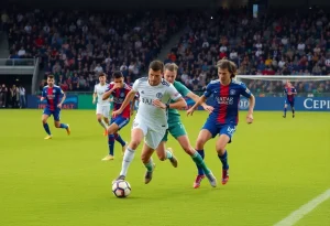 Iowa women's soccer team competing against Michigan State