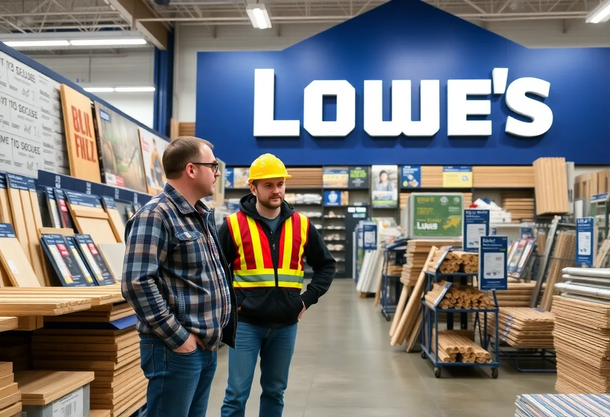 Construction materials available at Lowe's store