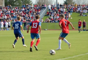 Soccer match between Lutheran Northwest Crusaders and Novi Christian Academy Warriors