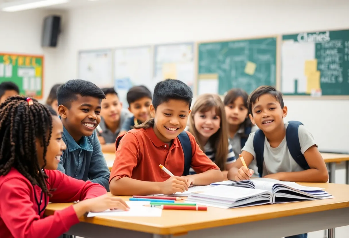Students engaging in a classroom setting at a Michigan school district.