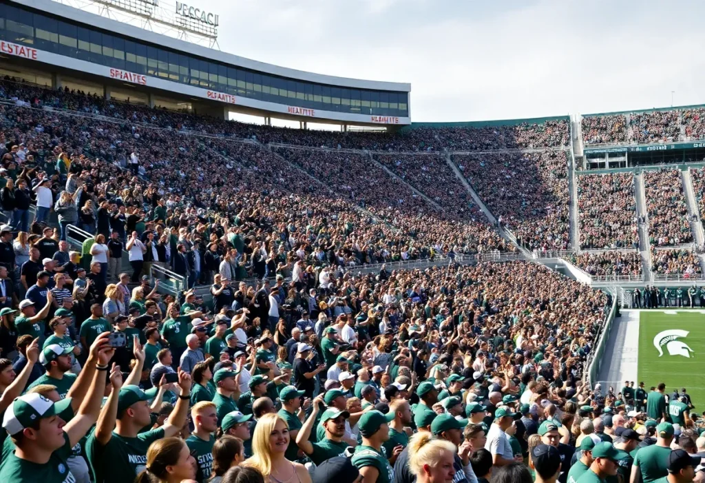 Fans at the Michigan State football stadium during the season opener