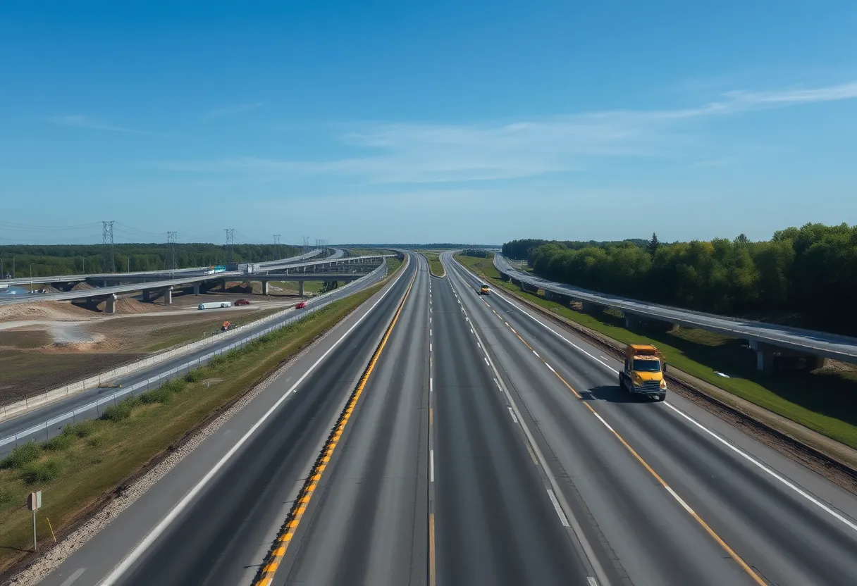Road construction in Michigan for transportation improvements
