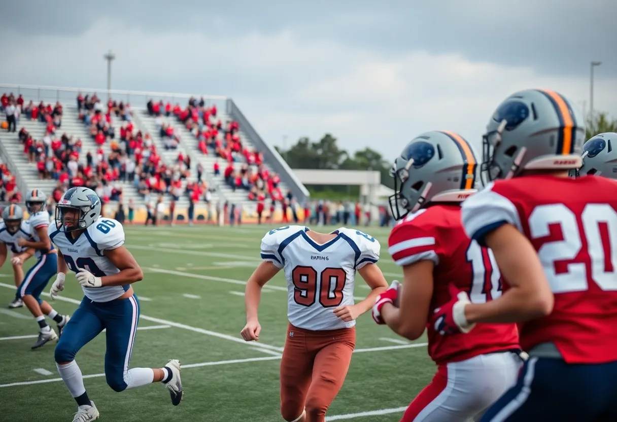 Novi High School Wildcats football players during a match