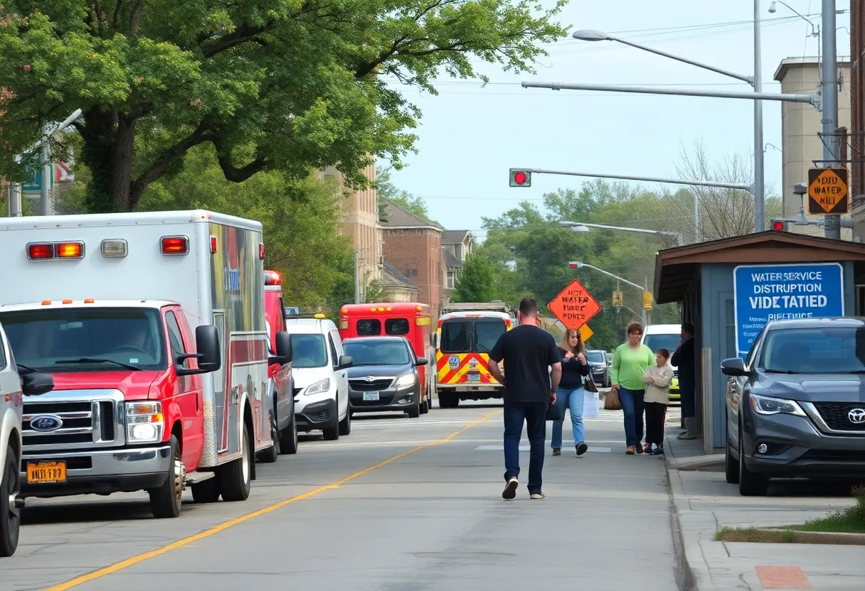 Emergency response at water main break site in Novi