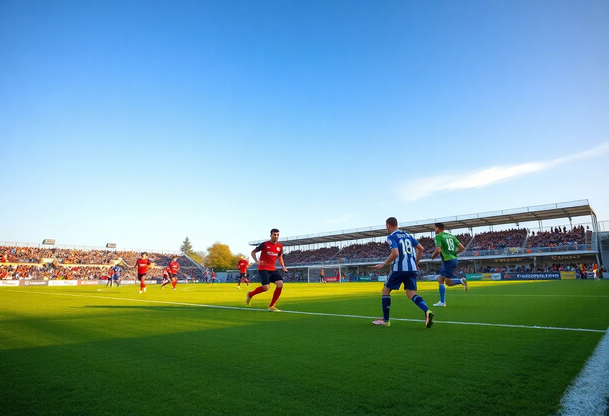 Novi Wildcats and Hartland Eagles soccer players competing on the field.