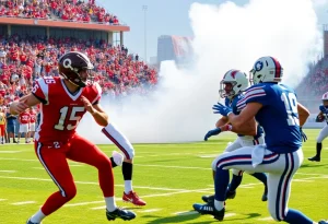 Football teams competing in a game