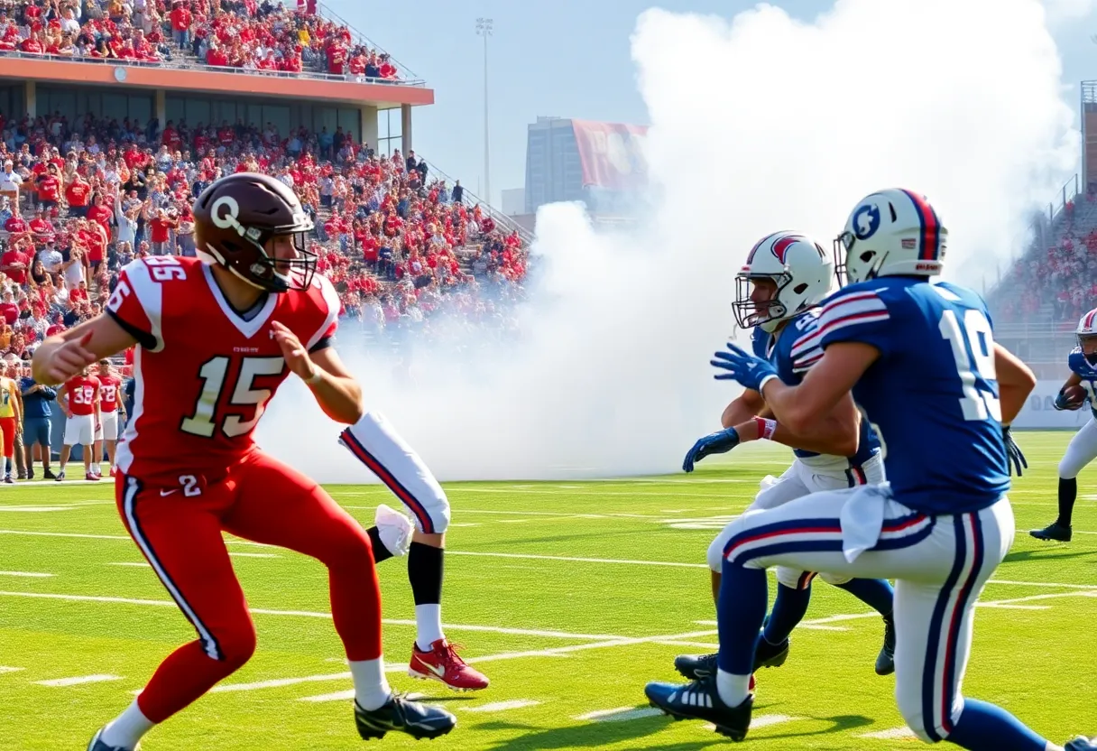Football teams competing in a game