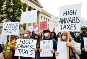 Protesters rallying against high cannabis taxes in Michigan