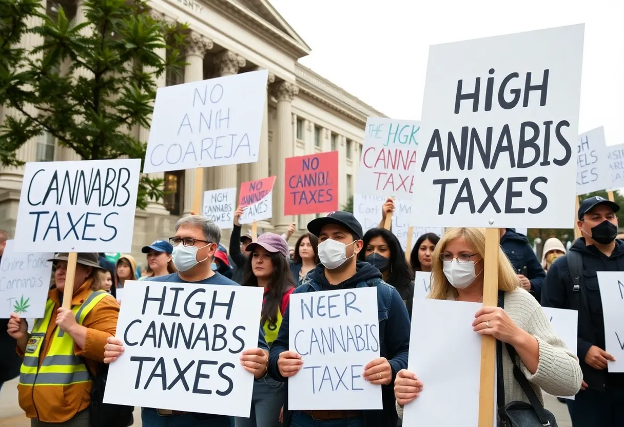 Protesters rallying against high cannabis taxes in Michigan