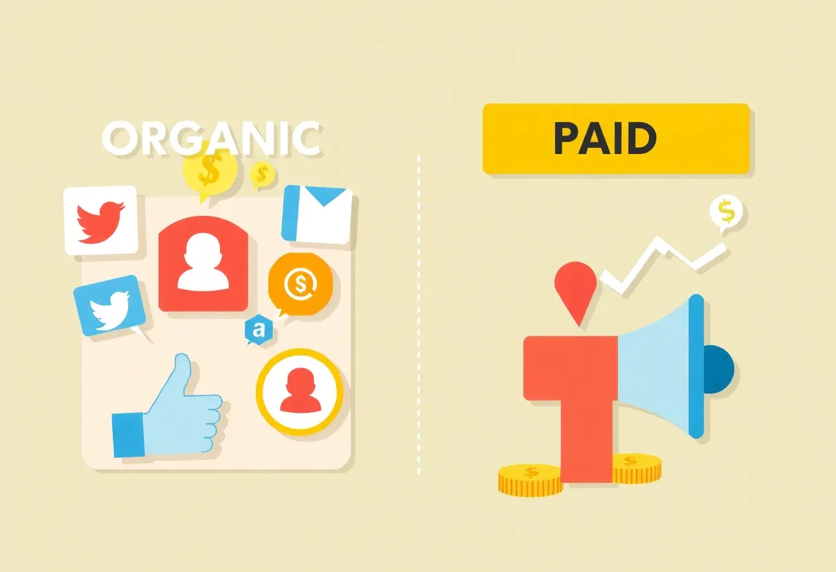 Graphic showing the shift from organic to paid social media marketing strategies