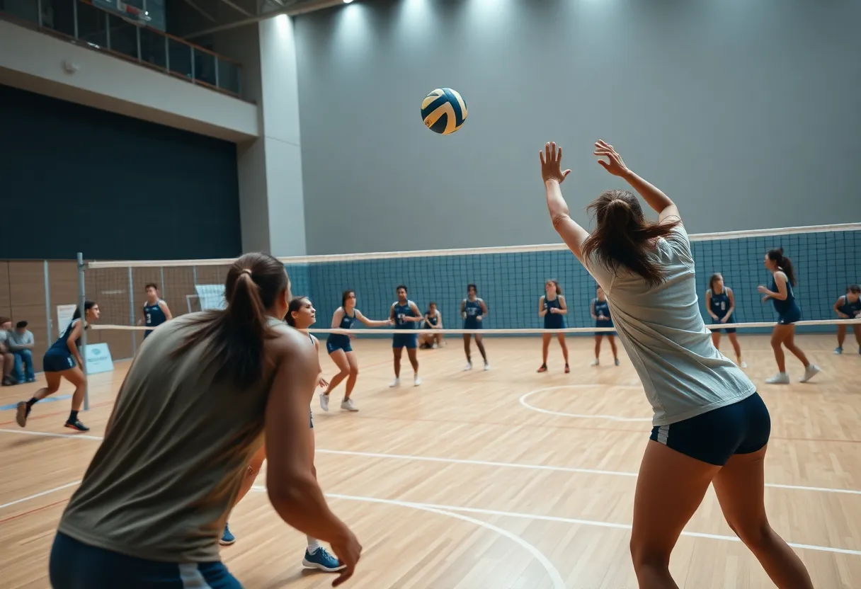 South Lyon Lions play against Novi Wildcats in a volleyball match