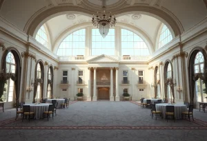 Conceptual design of a ballroom in the White House.