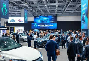 Attendees at World Mobility Conference discussing automotive innovations