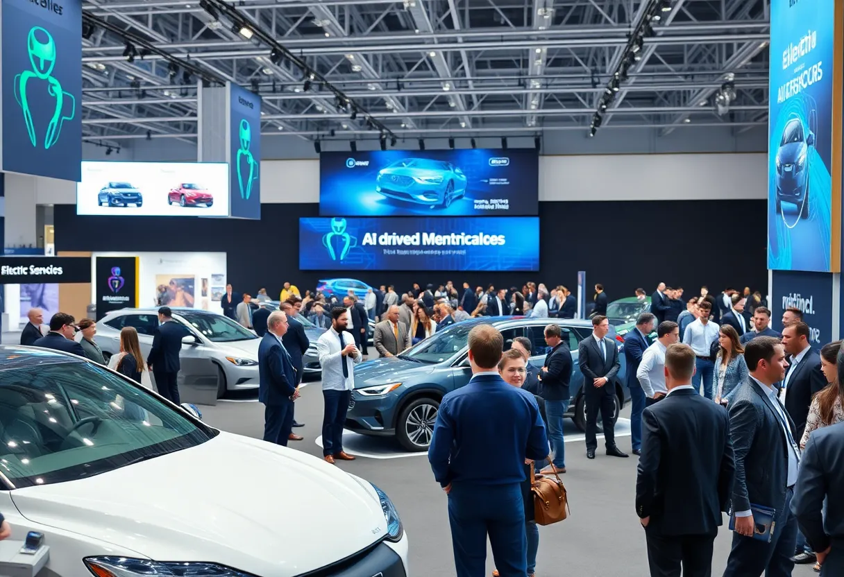 Attendees at World Mobility Conference discussing automotive innovations