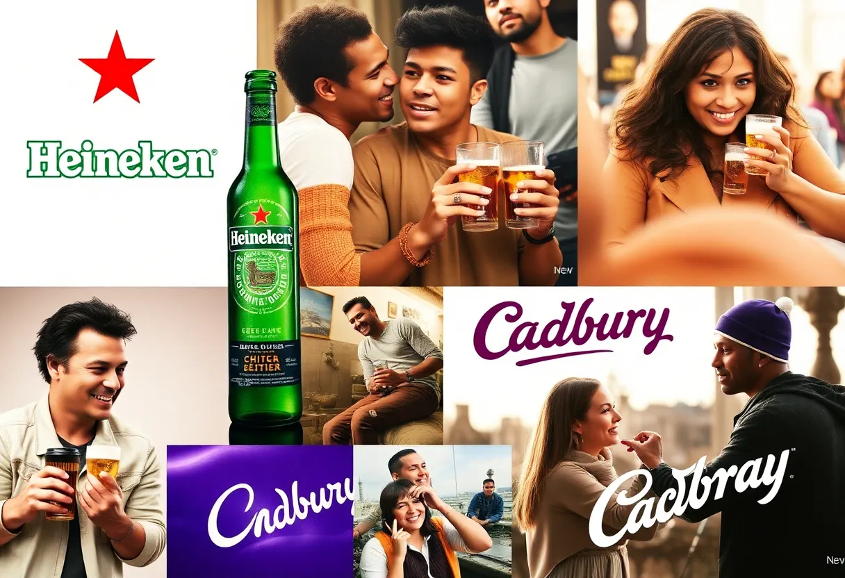 A visual representation of Heineken and Cadbury's anti-AI campaigns promoting authenticity.