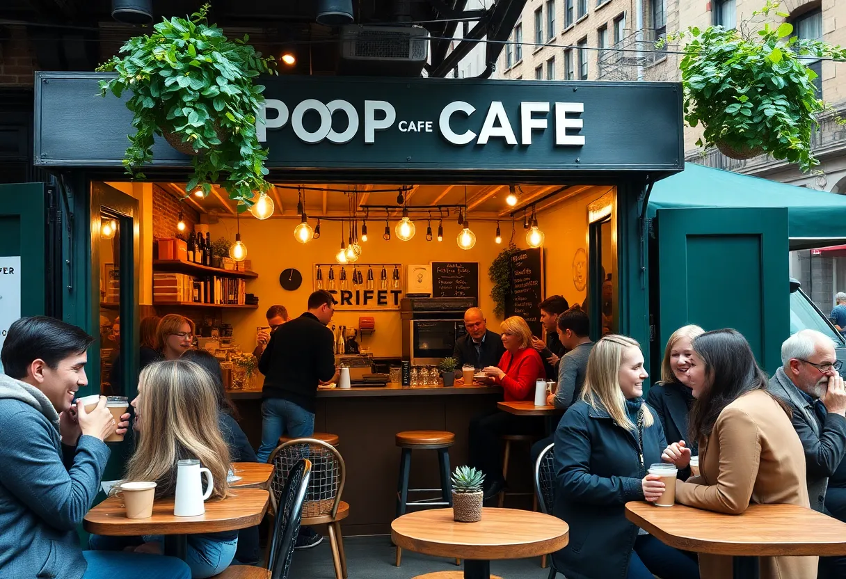 Visitors enjoying the lively atmosphere at Claude Cafe in NYC