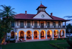 Exterior view of the renovated Dearborn Inn showcasing its historical architecture.