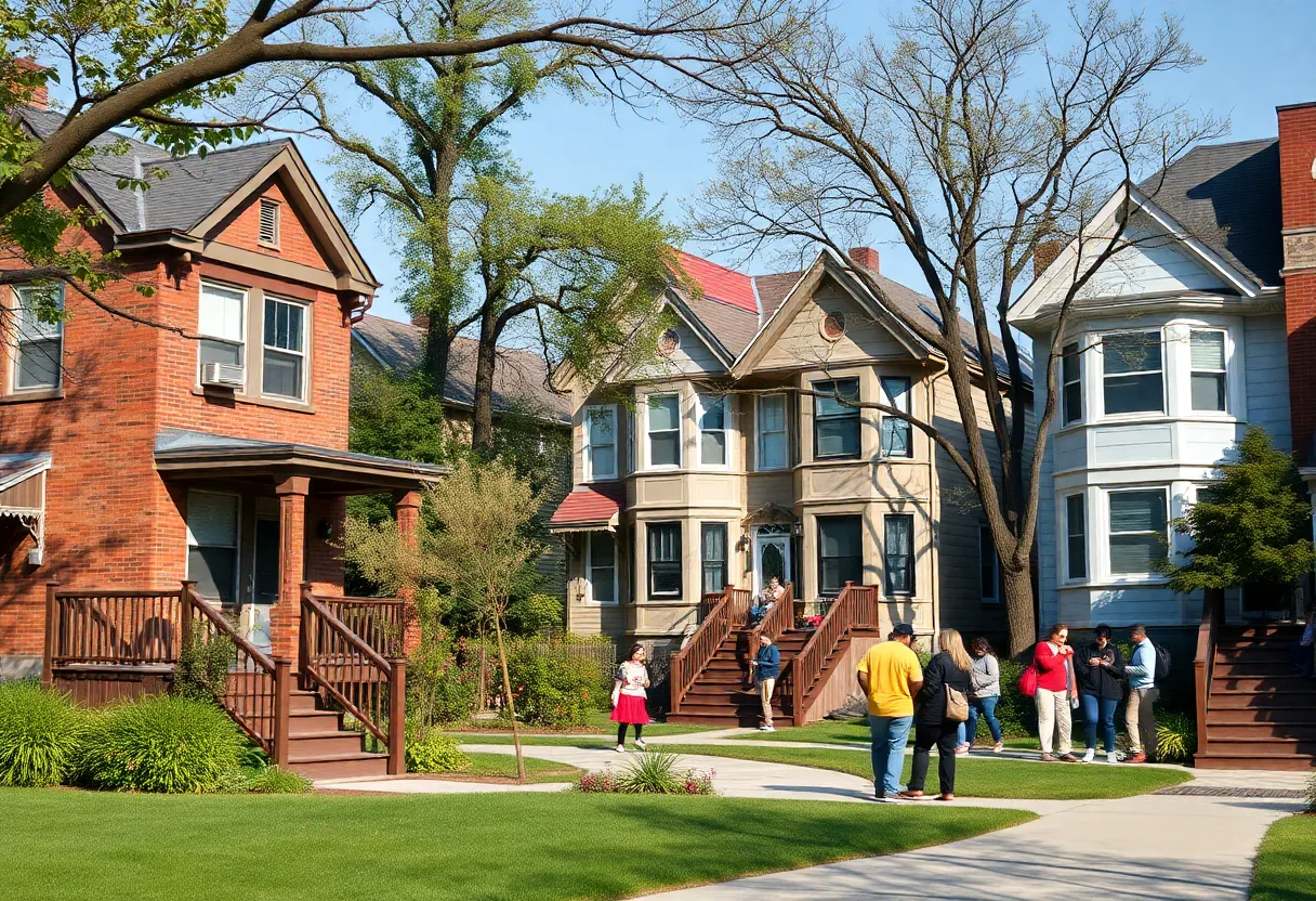 Detroit neighborhood with houses under renovation