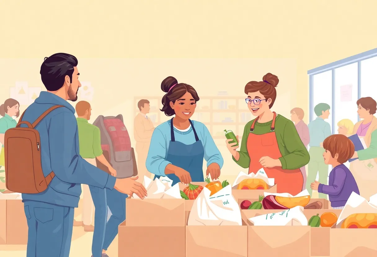 Volunteers sorting food at Gleaners Community Food Bank warehouse