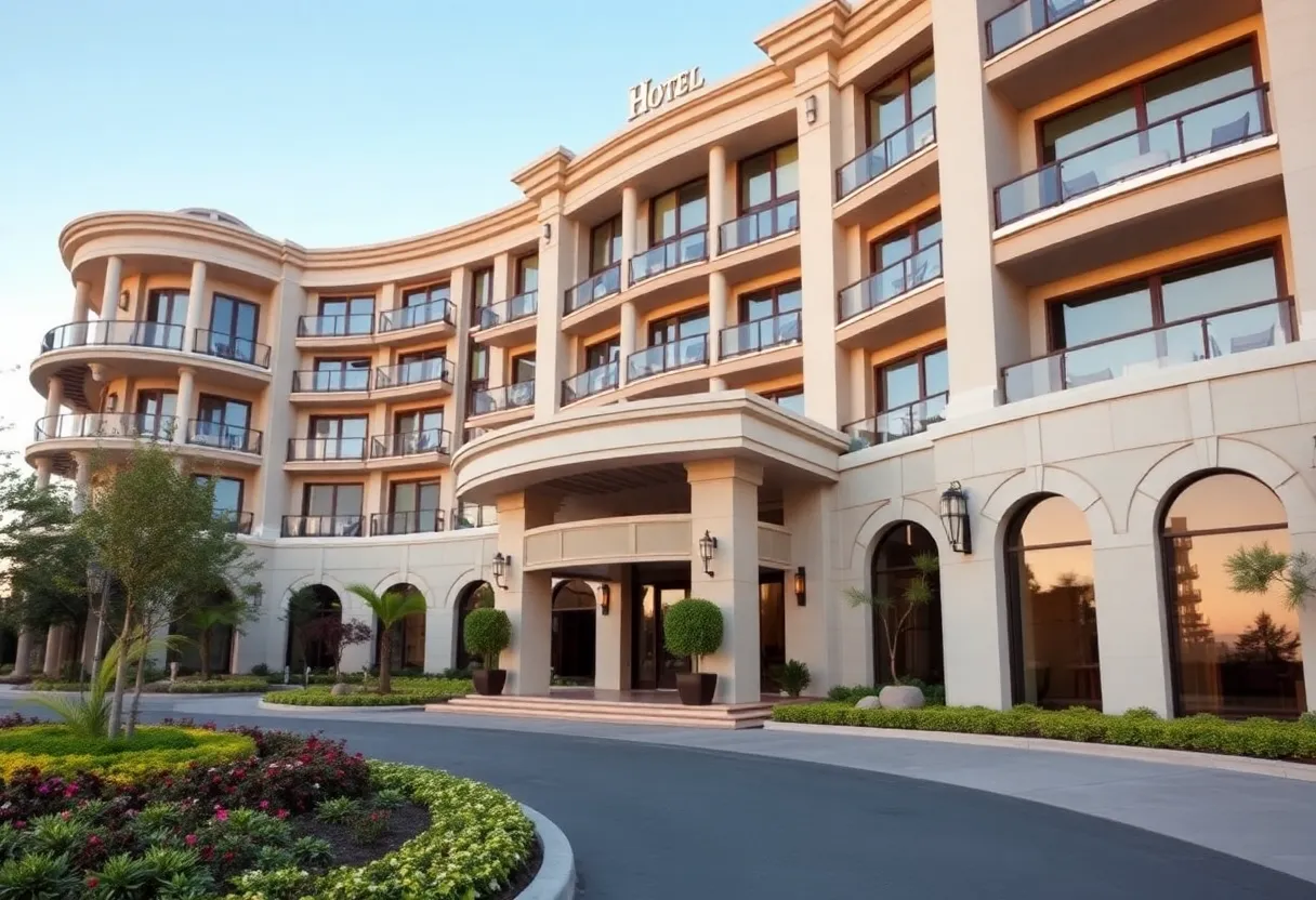 Exterior view of Hotel Katerina showcasing modern architecture