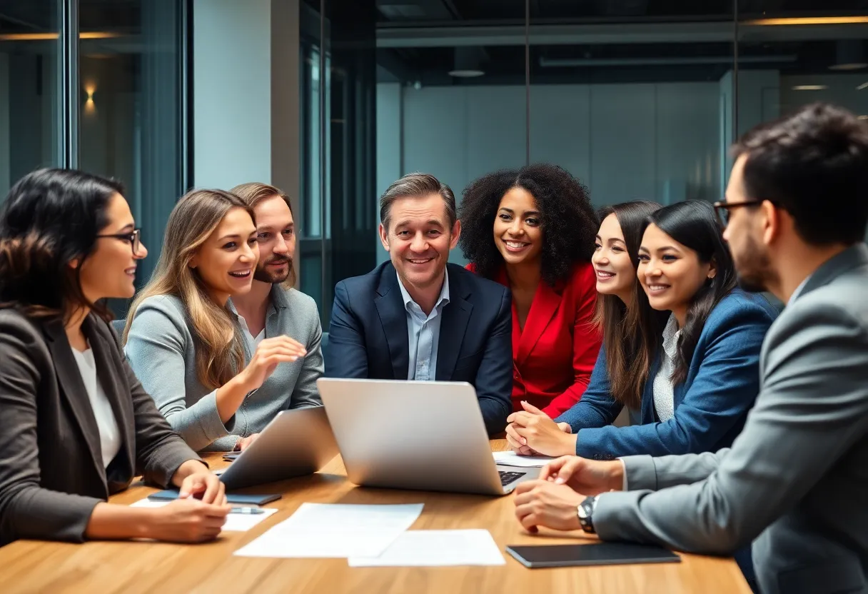 PRMG marketing team in a meeting discussing digital strategies