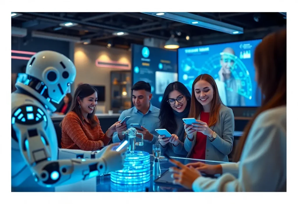 Visual representation of marketing trends for 2025 featuring AI, influencers, and video content.