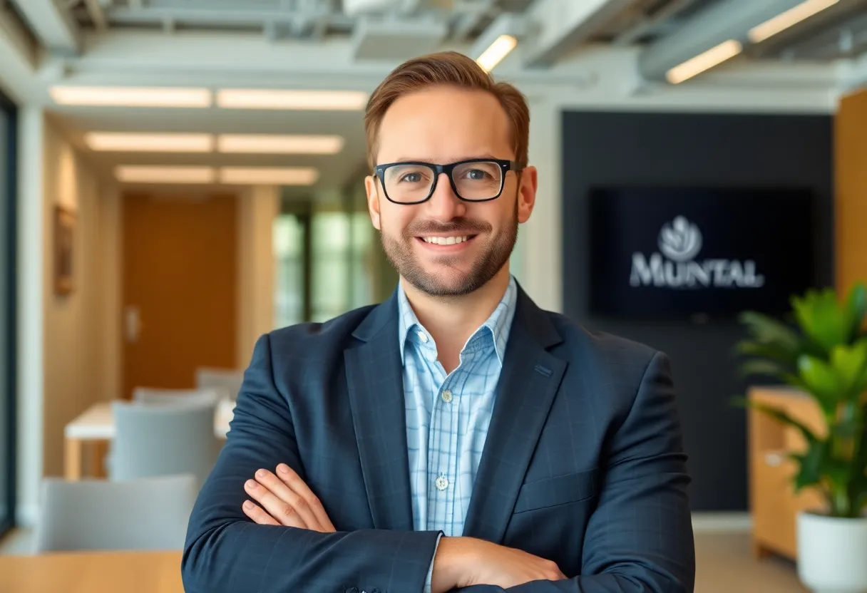 Max Nagler, Vice President of Branding & Digital at Buchwald, in an office.