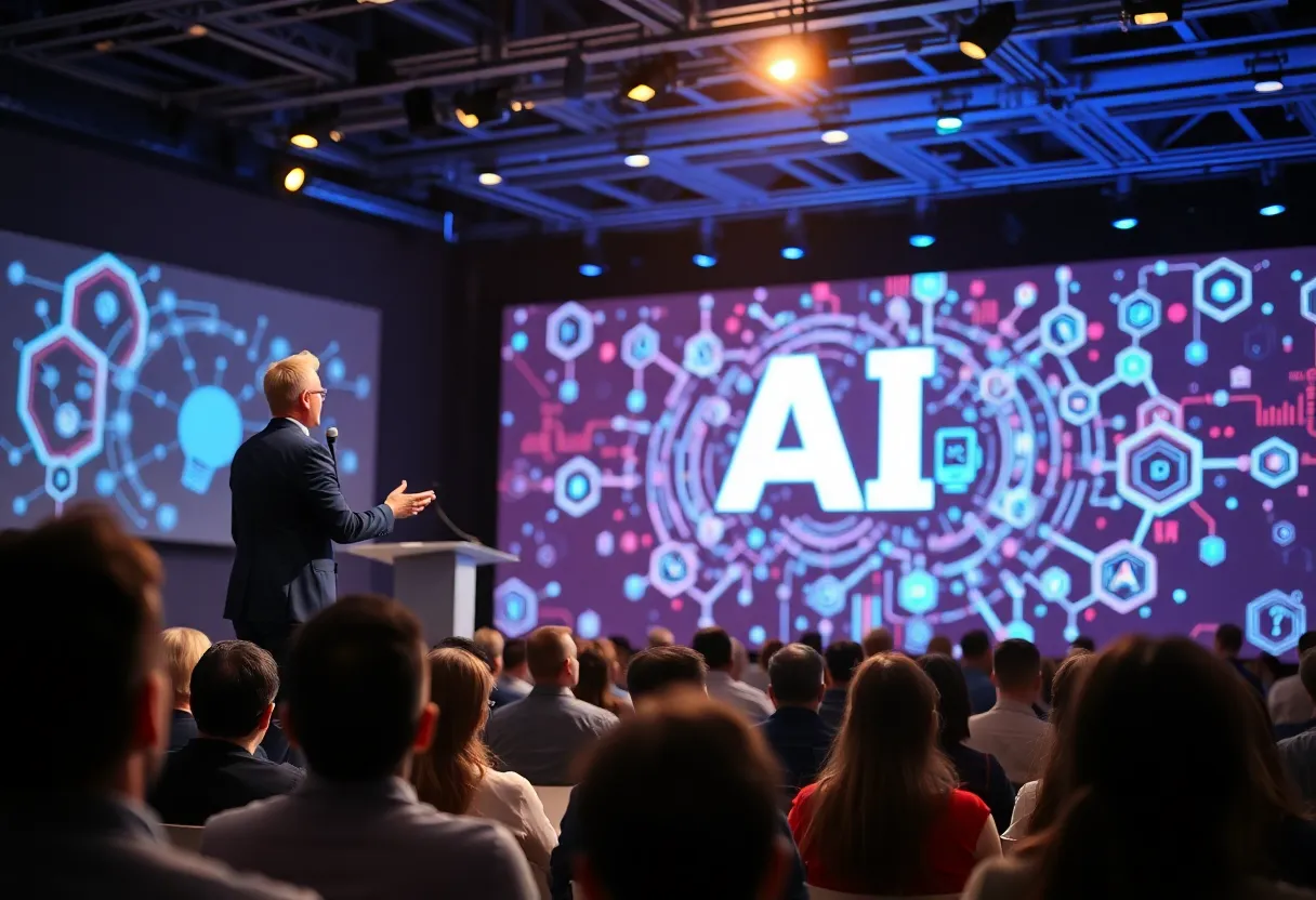 Ali Payani presenting the Intelligence Ecosystem at AI Summit.