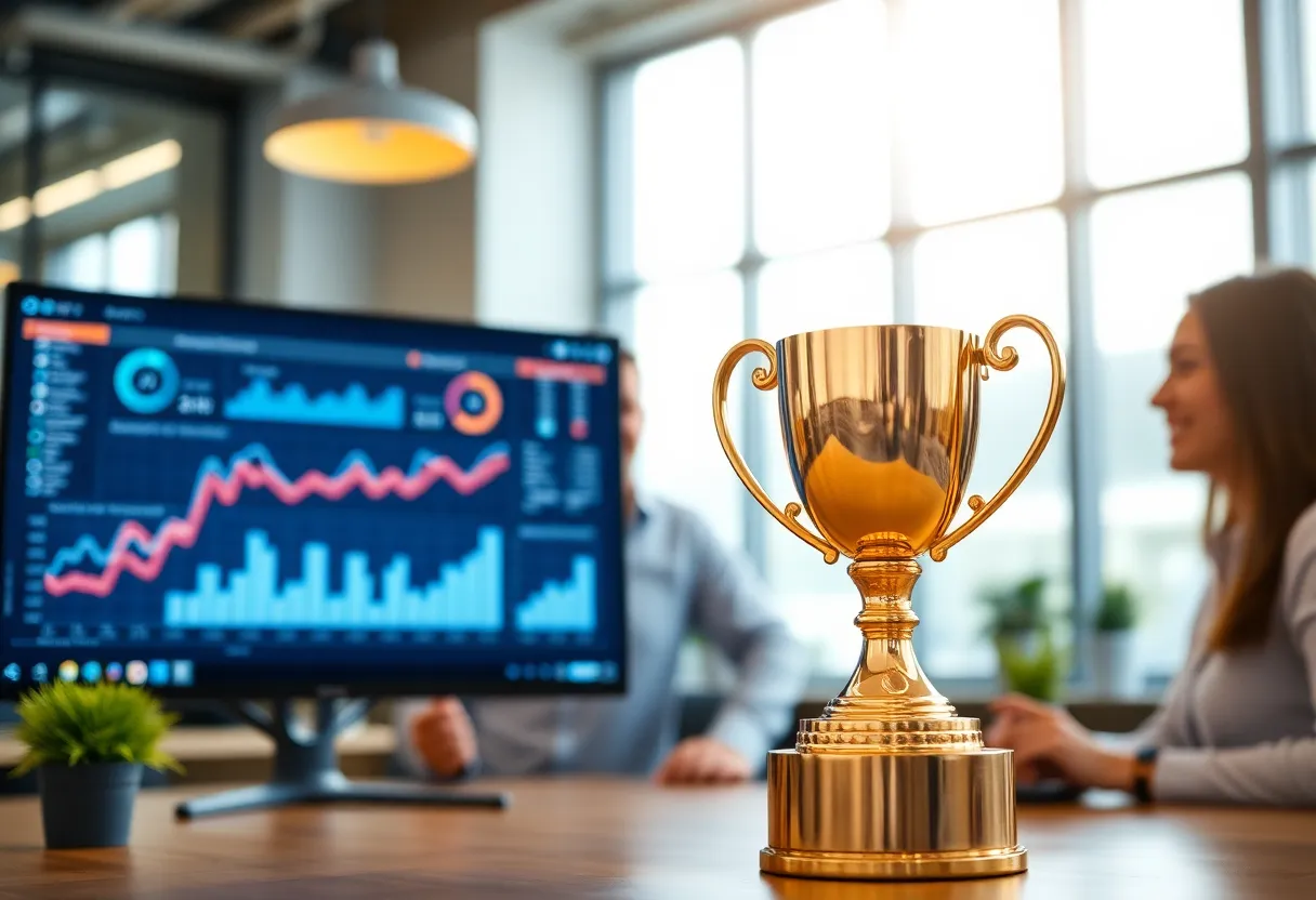 PunchDrunk Digital team celebrating their Netty Award for Best Use of Advertising Analytics