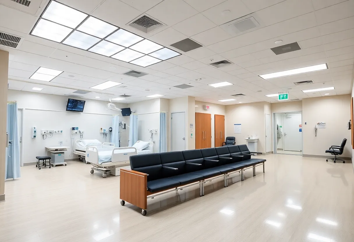Rendering of the renovated emergency department with modern facilities.