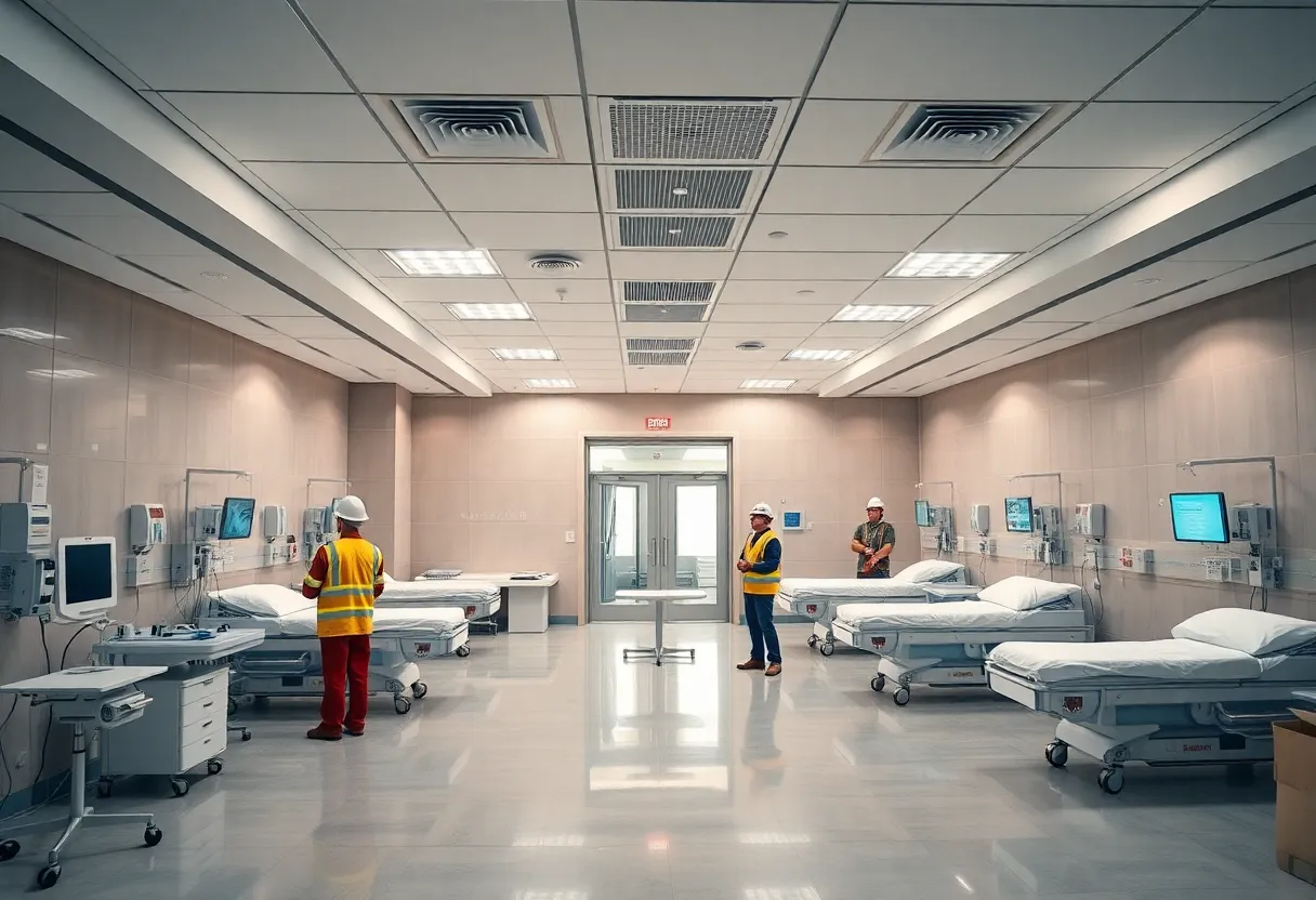 Renovation of Trinity Health's emergency department with construction equipment and modern design elements.