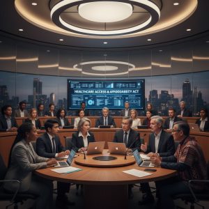 Healthcare advocates discussing affordable medications