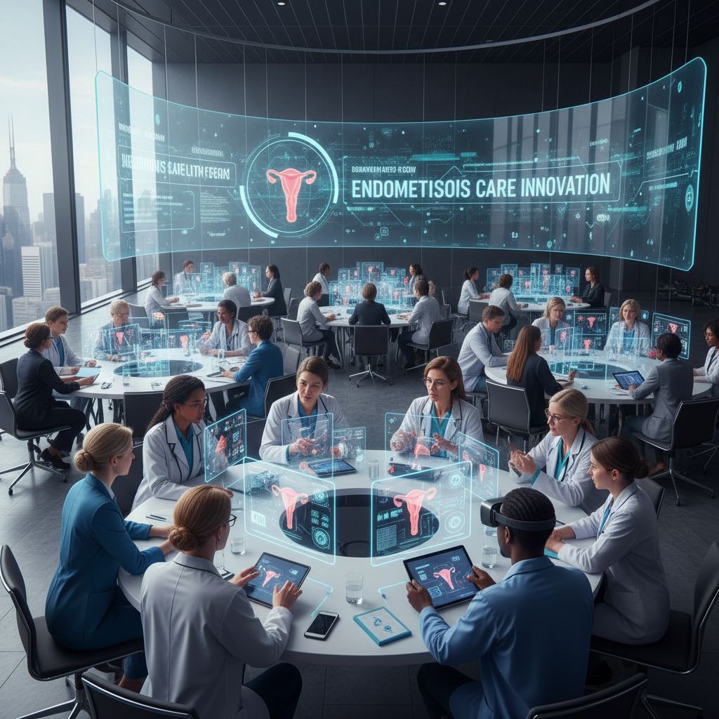 Medical professionals discussing endometriosis research at the 2025 EndoRISE Fall Forum