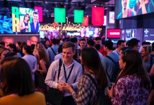 People enjoying an experiential marketing live event with interactive installations