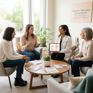 Healthcare professionals discussing endometrial cancer symptoms